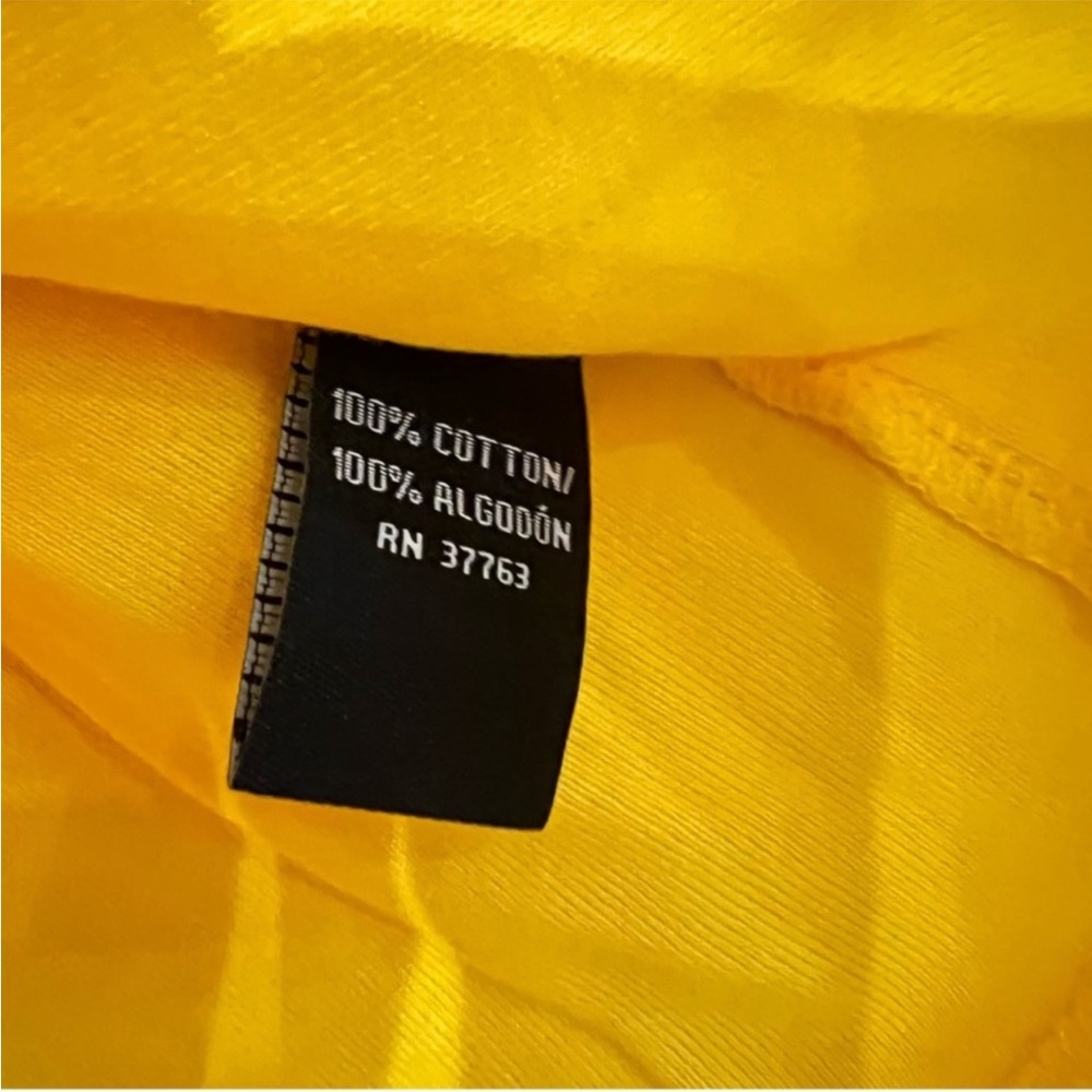 NWT 1990s Rafaella Bright Yellow Short Sleeve Gathered Front Bling Sweater Top L - Picture 4 of 4